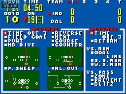 In-game screen of the game American Pro Football on Sega Master System