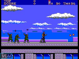 In-game screen of the game E-SWAT - City Under Siege on Sega Master System