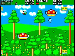In-game screen of the game Fantasy Zone II on Sega Master System