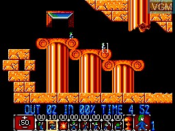 In-game screen of the game Lemmings on Sega Master System