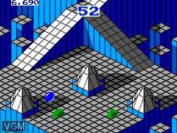 In-game screen of the game Marble Madness on Sega Master System