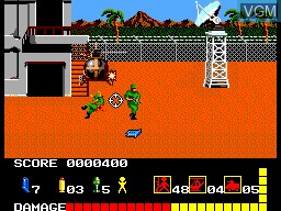 In-game screen of the game Operation Wolf on Sega Master System