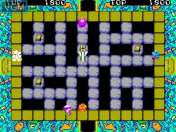 In-game screen of the game Fushigi no Oshiro Pit Pot on Sega Master System