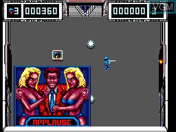 In-game screen of the game Super Smash T.V. on Sega Master System