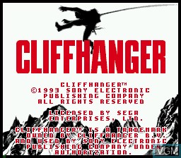 Title screen of the game Cliffhanger on Sega Mega CD