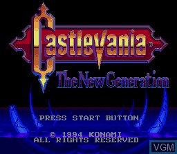 Title screen of the game Castlevania - The New Generation on Sega Megadrive