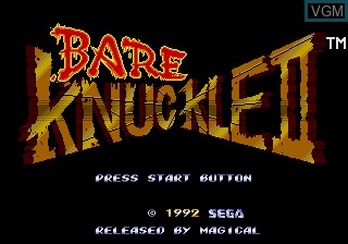 Title screen of the game Bare Knuckle II - Shitou no Chinkon Uta on Sega Megadrive