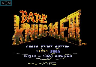 Title screen of the game Bare Knuckle III on Sega Megadrive