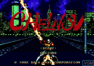 Title screen of the game Chelnov on Sega Megadrive