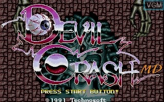 Title screen of the game Devil Crash MD on Sega Megadrive