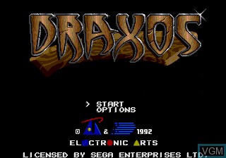Title screen of the game Jashin Draxos on Sega Megadrive