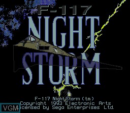 Title screen of the game F-117 Night Storm on Sega Megadrive