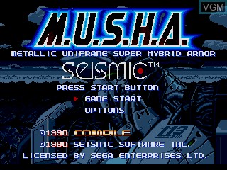 Title screen of the game Musha Aleste on Sega Megadrive