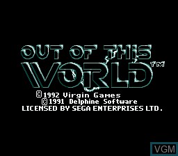 Title screen of the game Out of This World on Sega Megadrive