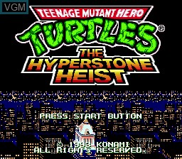Title screen of the game Teenage Mutant Hero Turtles - The Hyperstone Heist on Sega Megadrive