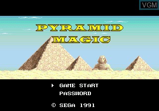 Title screen of the game Pyramid Magic on Sega Megadrive