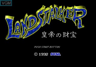 Title screen of the game Landstalker - Koutei no Zaihou on Sega Megadrive