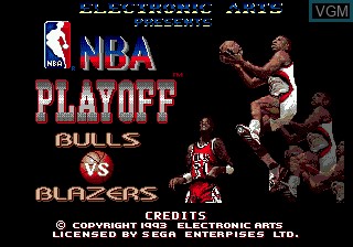 Title screen of the game NBA Playoffs - Bulls vs Blazers on Sega Megadrive