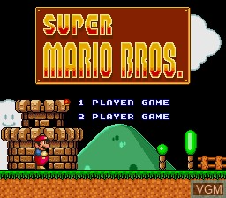 Title screen of the game Super Mario Bros. on Sega Megadrive