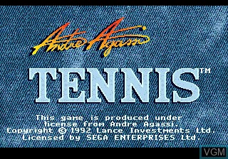 Title screen of the game Andre Agassi Tennis on Sega Megadrive