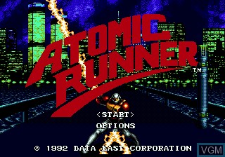 Title screen of the game Atomic Runner on Sega Megadrive