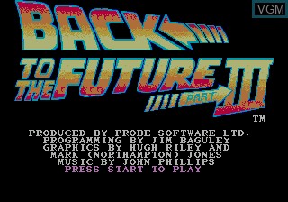 Title screen of the game Back to the Future Part III on Sega Megadrive