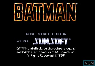 Title screen of the game Batman on Sega Megadrive