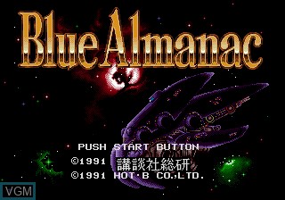 Title screen of the game Blue Almanac on Sega Megadrive