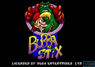 Title screen of the game Bubba 'n' Stix on Sega Megadrive