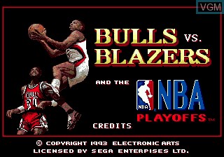 Title screen of the game Bulls versus Blazers and the NBA Playoffs on Sega Megadrive