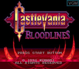 Title screen of the game Castlevania - Bloodlines on Sega Megadrive