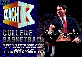 Title screen of the game Coach K College Basketball on Sega Megadrive