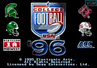 Title screen of the game College Football USA 96 on Sega Megadrive