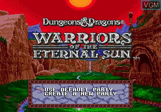Title screen of the game Dungeons & Dragons - Warriors of the Eternal Sun on Sega Megadrive