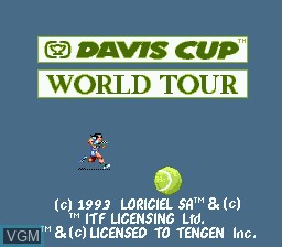 Title screen of the game Davis Cup Tennis on Sega Megadrive