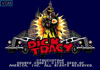 Title screen of the game Dick Tracy on Sega Megadrive