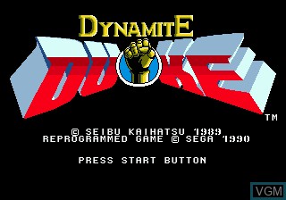 Title screen of the game Dynamite Duke on Sega Megadrive