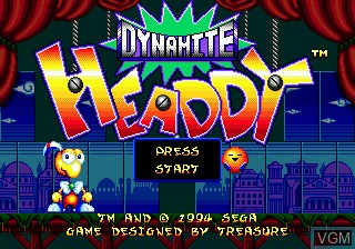Title screen of the game Dynamite Headdy on Sega Megadrive