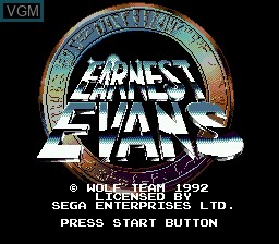 Title screen of the game Earnest Evans on Sega Megadrive