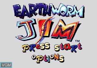 Title screen of the game Earthworm Jim on Sega Megadrive