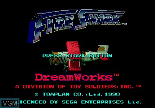Title screen of the game Fire Shark on Sega Megadrive