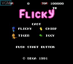 Title screen of the game Flicky on Sega Megadrive