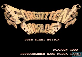 Title screen of the game Forgotten Worlds on Sega Megadrive