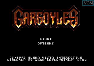 Title screen of the game Gargoyles on Sega Megadrive