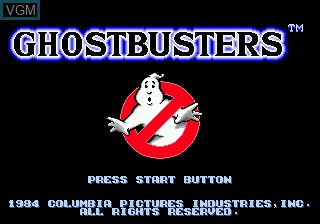 Title screen of the game Ghostbusters on Sega Megadrive