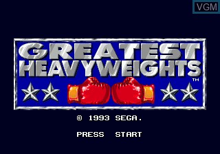 Title screen of the game Greatest Heavyweights on Sega Megadrive