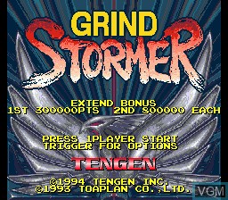 Title screen of the game Grind Stormer on Sega Megadrive
