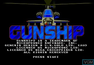 Title screen of the game Gunship on Sega Megadrive