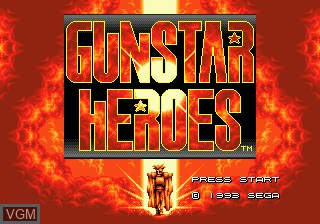 Title screen of the game Gunstar Heroes on Sega Megadrive