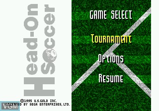 Title screen of the game Fever Pitch Soccer on Sega Megadrive
